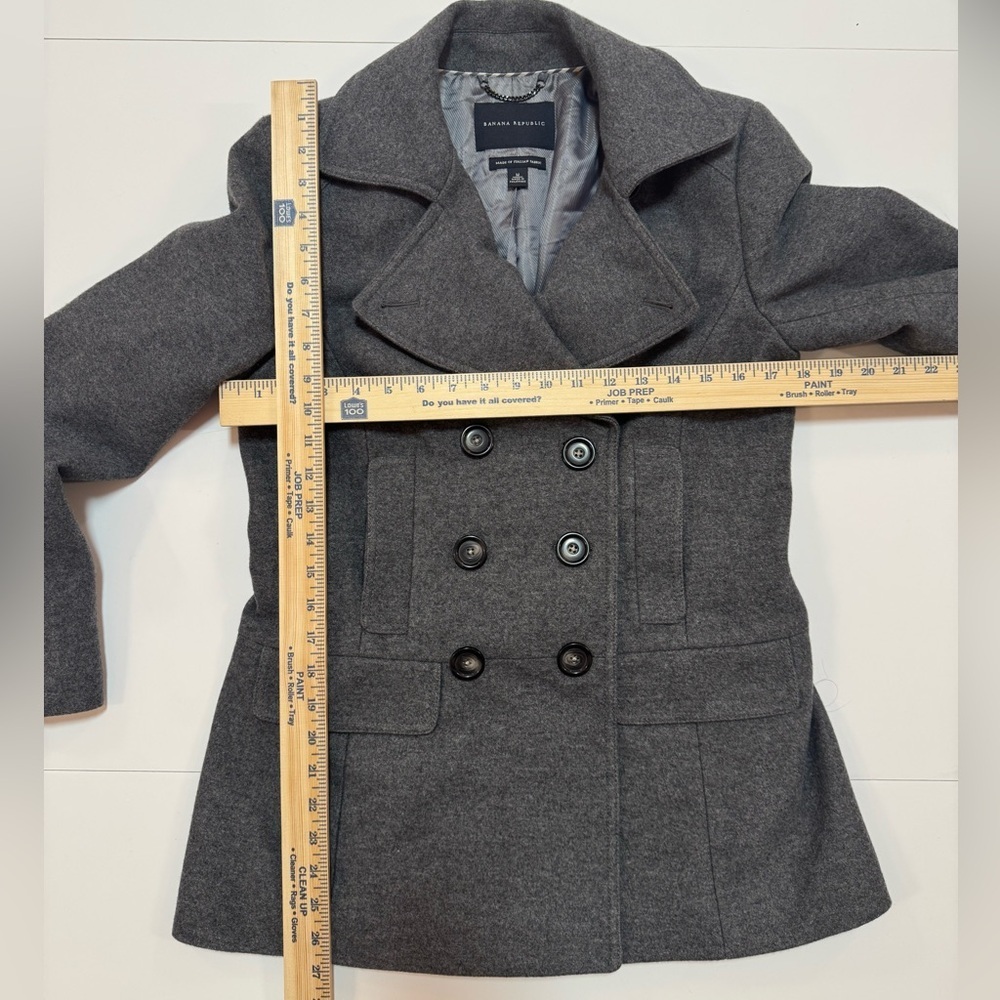 Banana Republic Women's Charcoal Gray Double-Breasted Peacoat - Picture 10 of 10